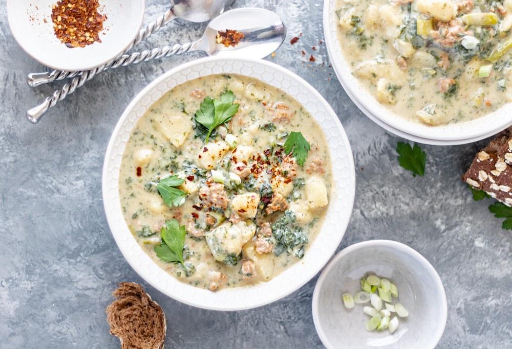 Creamy Potato Sausage and Kale Soup